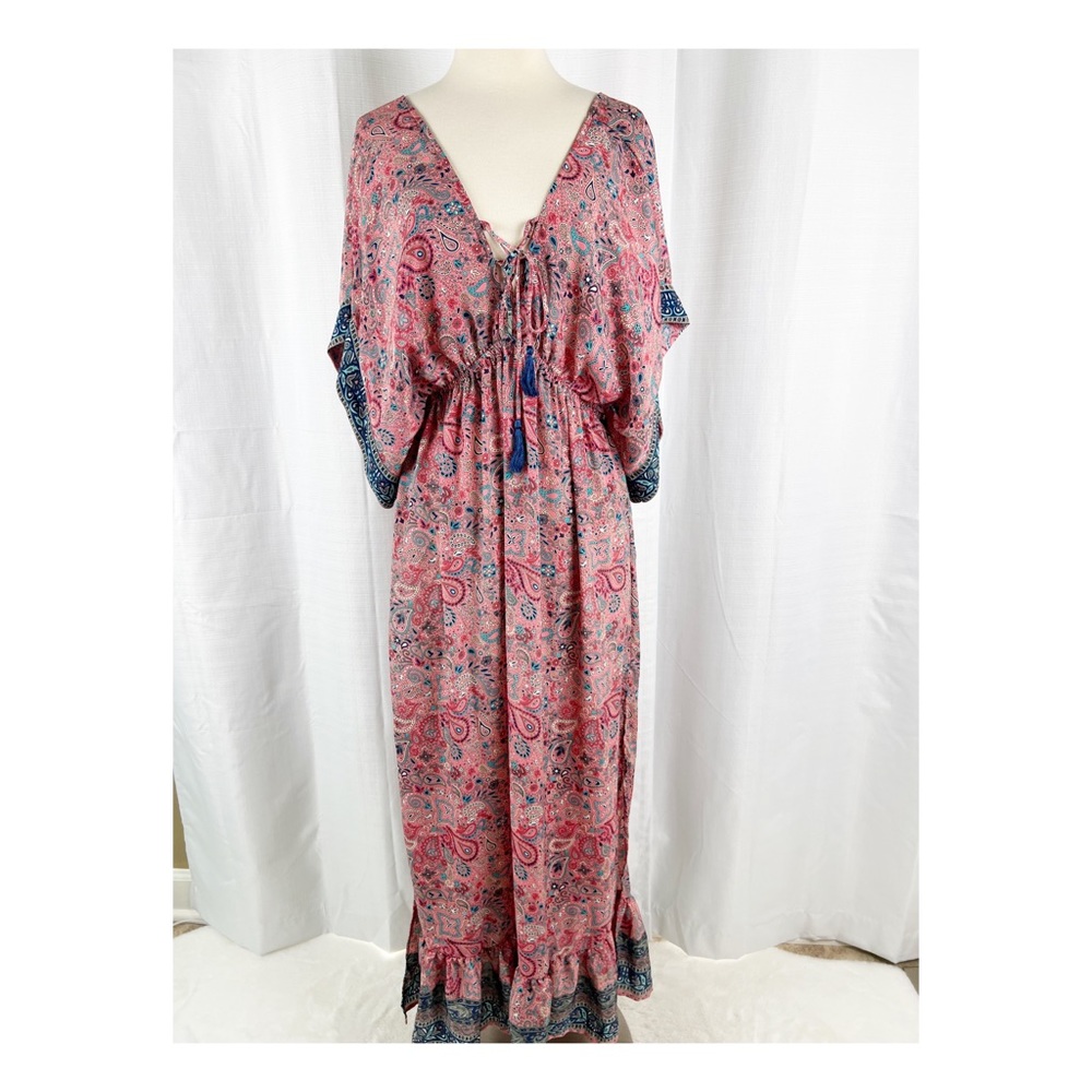 Cutely Covered Sundress Nina Bohemian Medium Paisley Maxi Beach Dress 55" Length